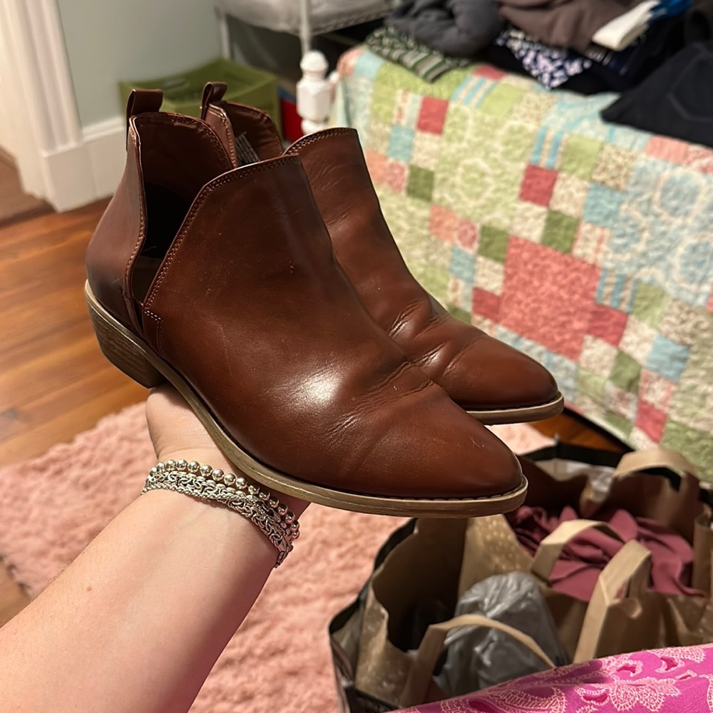 Brown Open Ankle Booties